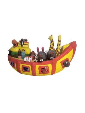 Mexican Folk Art Noah's Ark Handmade Terracotta Clay - Made in Mexico